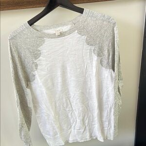 J. Crew Factory White and Grey Long Sleeve Sweater